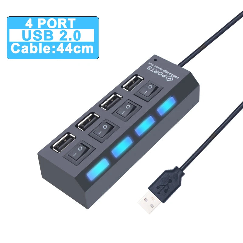 Hub USB 3.0 Haute vitesse -4 ou 7 Port pour PC et ordinateur portable
