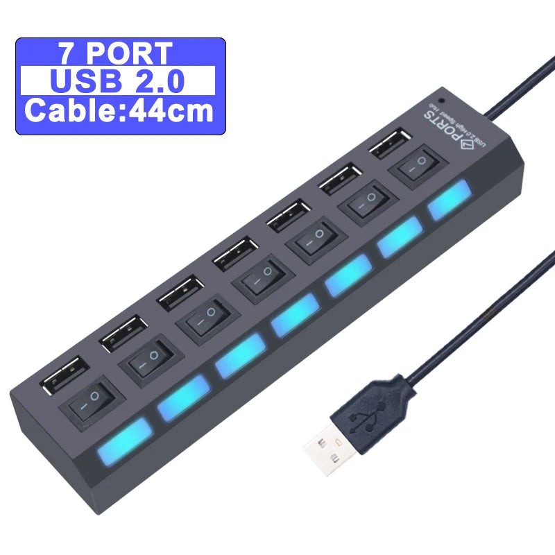 Hub USB 3.0 Haute vitesse -4 ou 7 Port pour PC et ordinateur portable