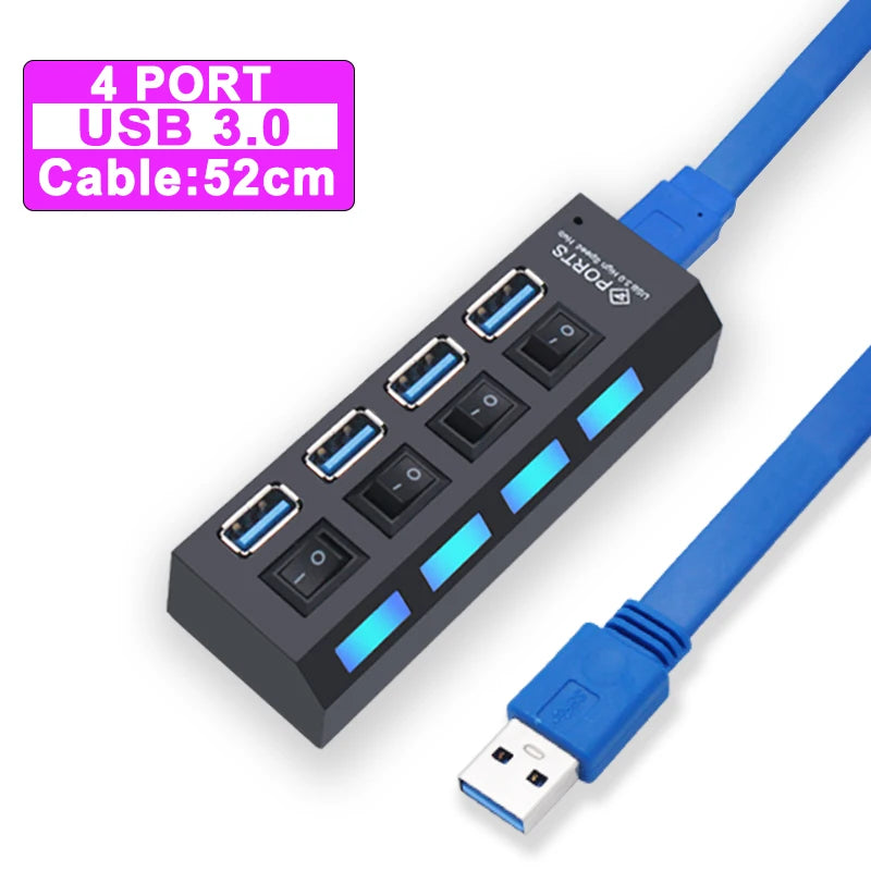 Hub USB 3.0 Haute vitesse -4 ou 7 Port pour PC et ordinateur portable