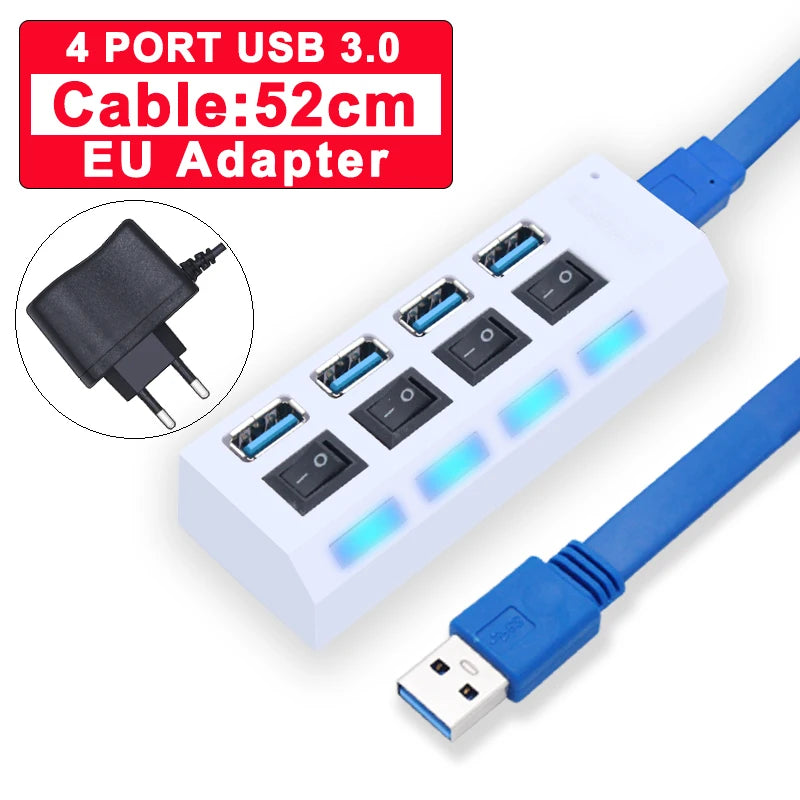 Hub USB 3.0 Haute vitesse -4 ou 7 Port pour PC et ordinateur portable