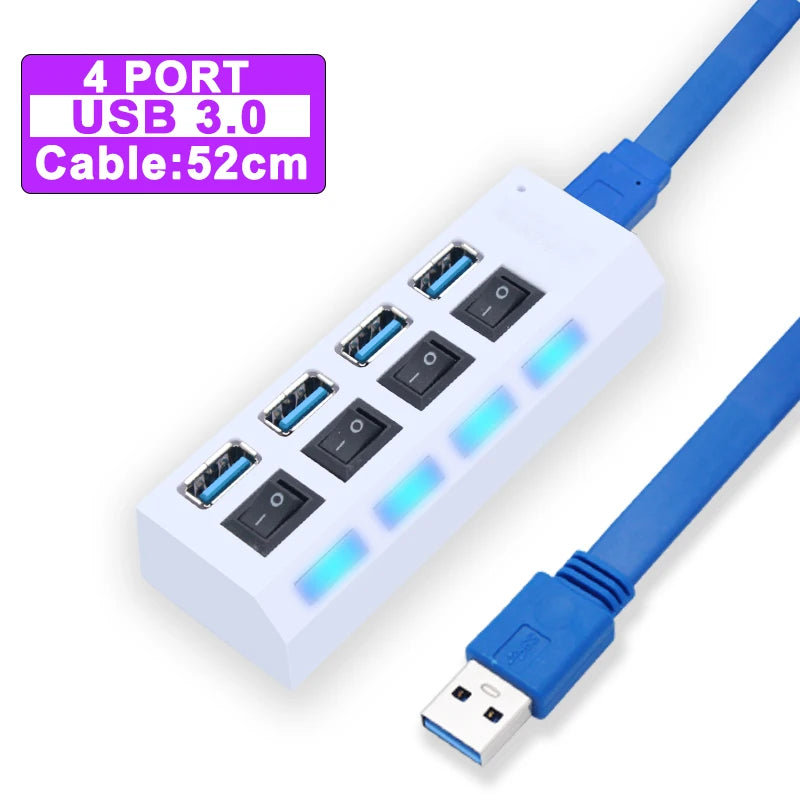 Hub USB 3.0 Haute vitesse -4 ou 7 Port pour PC et ordinateur portable
