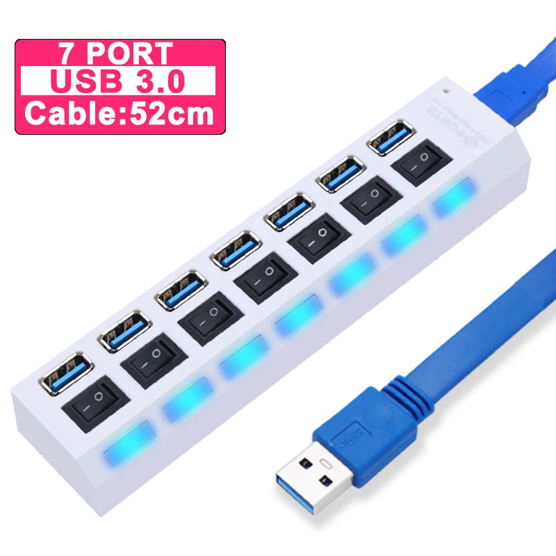 Hub USB 3.0 Haute vitesse -4 ou 7 Port pour PC et ordinateur portable