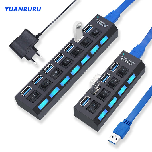 Hub USB 3.0 Haute vitesse -4 ou 7 Port pour PC et ordinateur portable