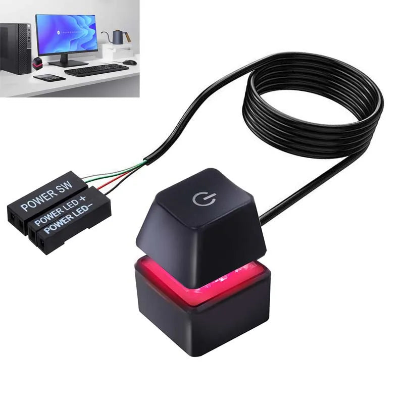 Bouton d'alimentation externe RGB pour PC - Interrupteur ON/OFF avec éclairage LED