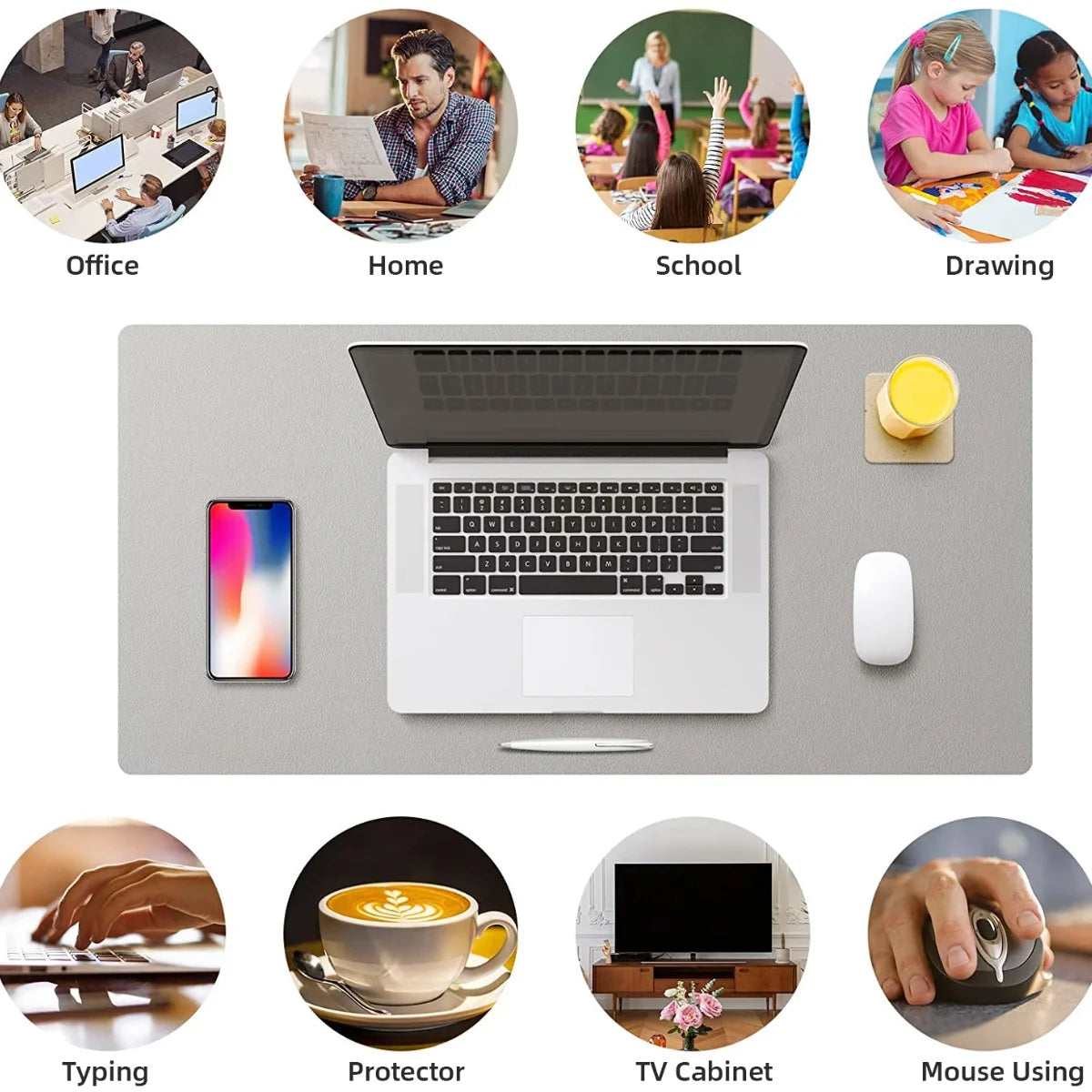 Tapis de bureau en cuir PU - imperméable et antidérapant