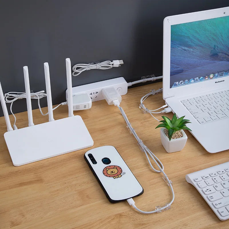 Organisateur de câbles de bureau adhésif - clips de rangement
