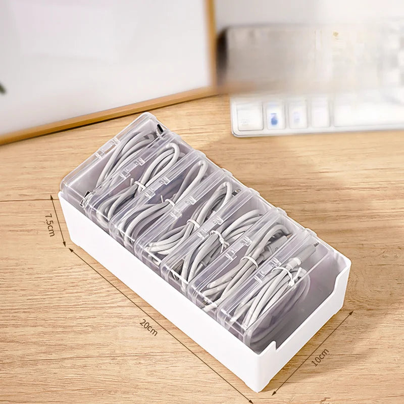 Boite de rangement pour câbles - organisateur de bureau 7 compartiments