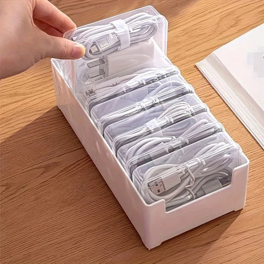 Boite de rangement pour câbles - organisateur de bureau 7 compartiments