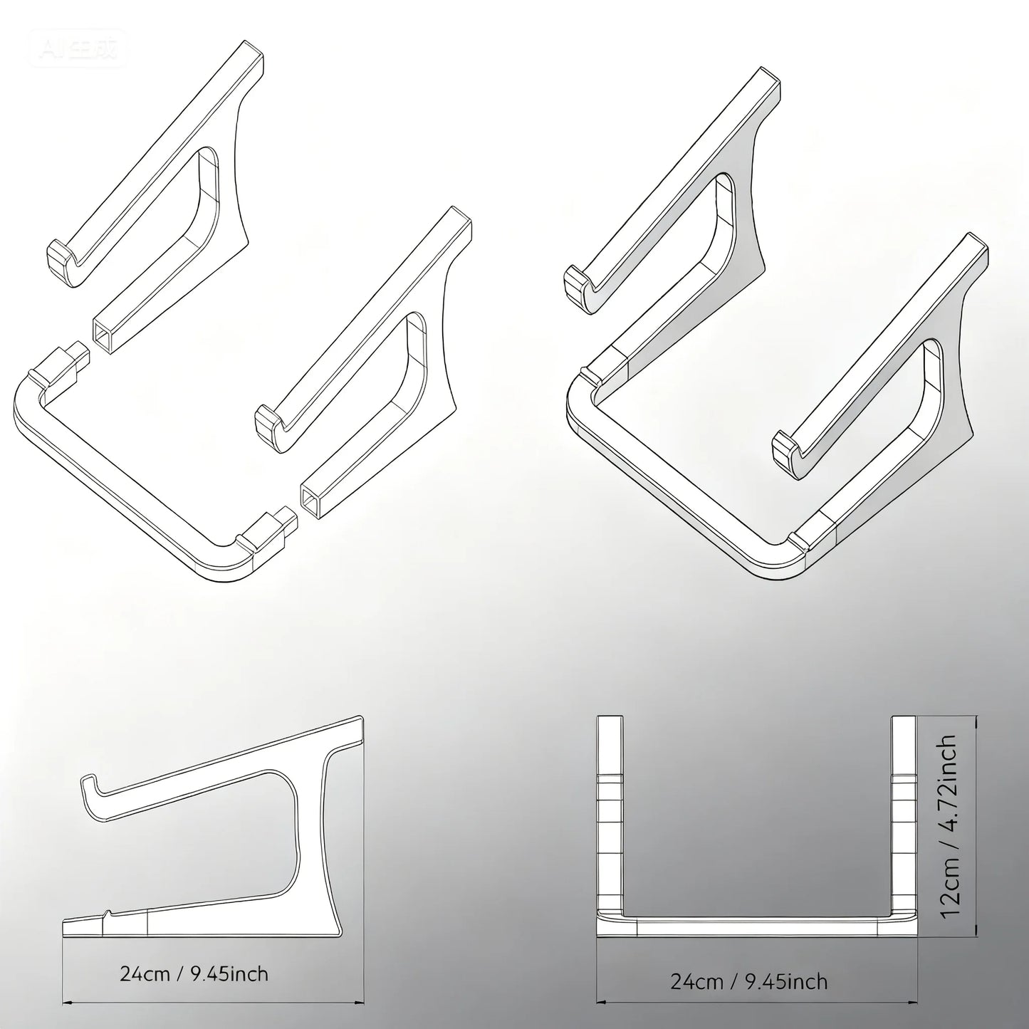 Support ergonomique réglable pour ordinateur portable