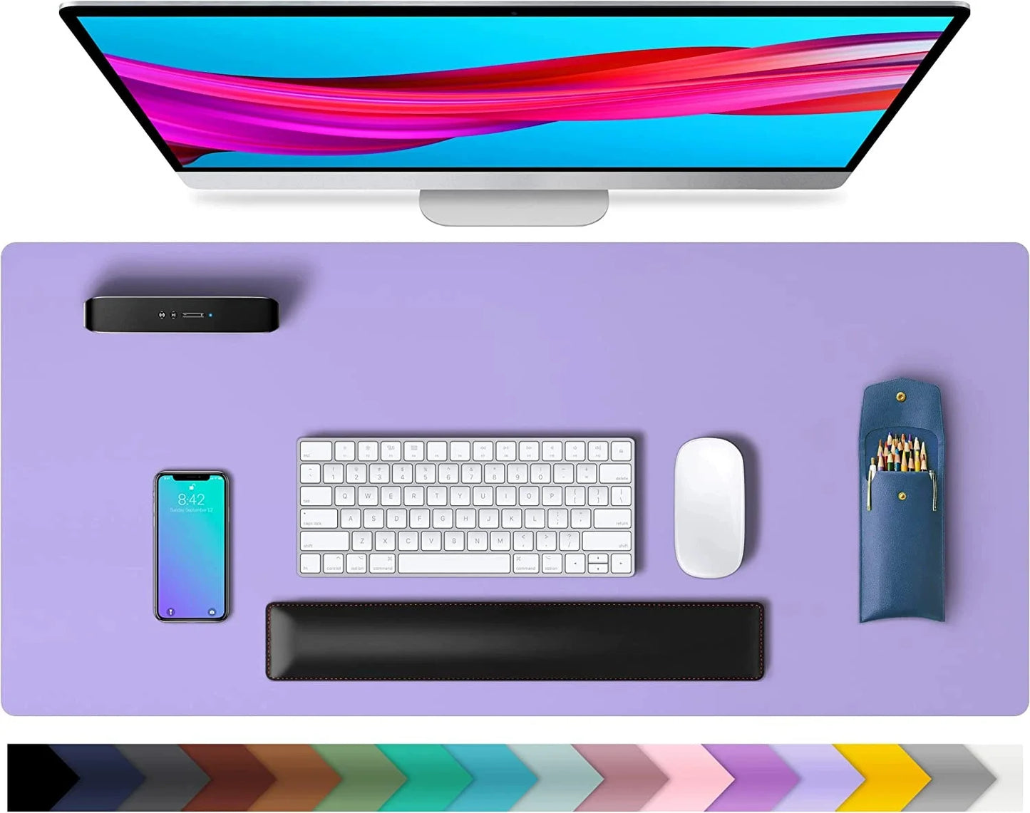 Tapis de bureau en cuir PU - imperméable et antidérapant