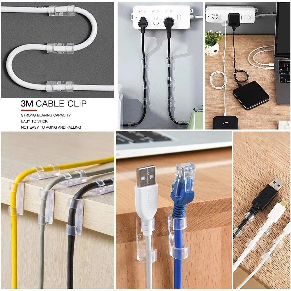 Organisateur de câbles de bureau adhésif - clips de rangement