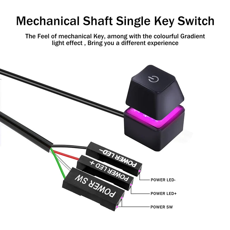 Bouton d'alimentation externe RGB pour PC - Interrupteur ON/OFF avec éclairage LED
